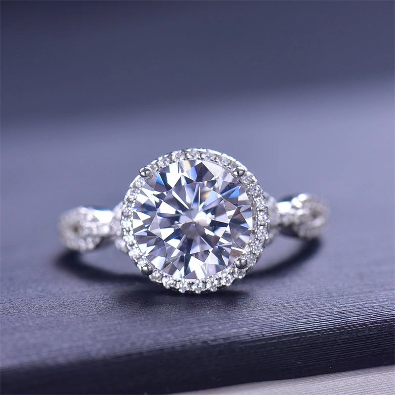 Lovcia Jewellery 3 Carat Moissanite Engagement Ring in 925 Sterling Silver for Women-Rings-Silver-5-Silver