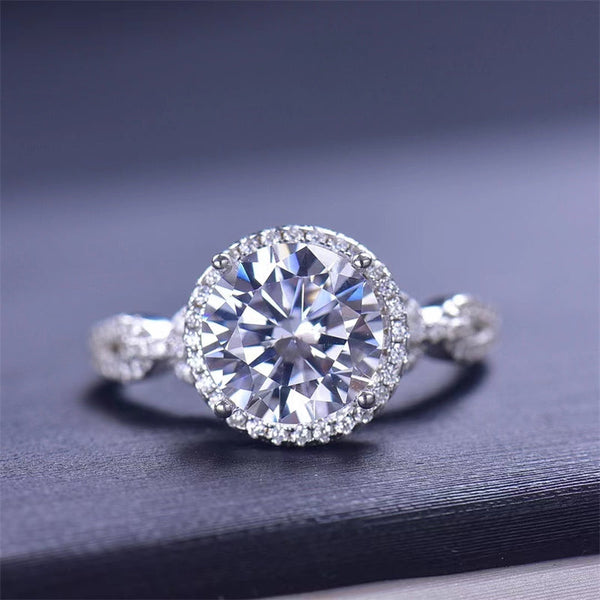 Lovcia Jewellery 3 Carat Moissanite Engagement Ring in 925 Sterling Silver for Women-Rings-Silver-5-Silver