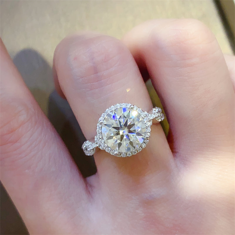 Lovcia Jewellery 3 Carat Moissanite Engagement Ring in 925 Sterling Silver for Women-Rings-Silver-5-Silver