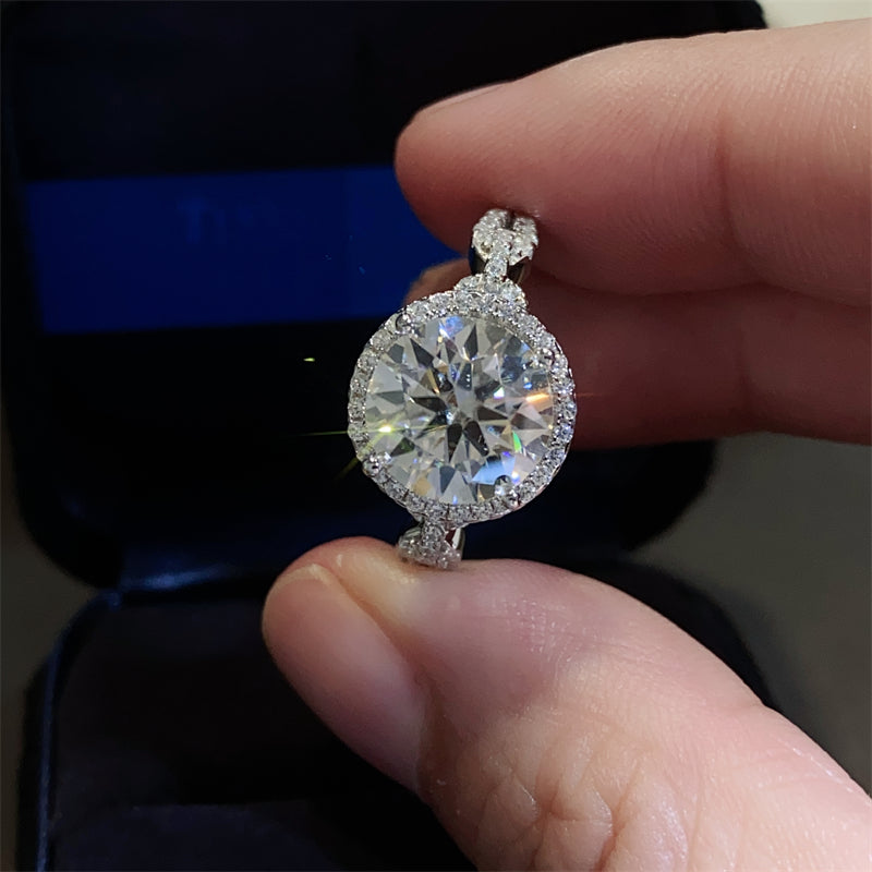 Lovcia Jewellery 3 Carat Moissanite Engagement Ring in 925 Sterling Silver for Women-Rings-Silver-5-Silver