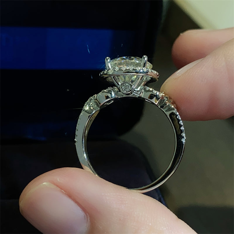 Lovcia Jewellery 3 Carat Moissanite Engagement Ring in 925 Sterling Silver for Women-Rings-Silver-5-Silver
