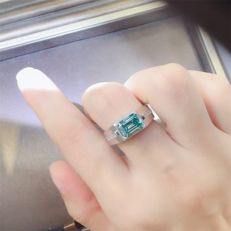 Lovcia Jewellery 3 Carat Moissanite Rectangle Ring in 925 Sterling Silver for Women-Rings-Silver-5-Silver