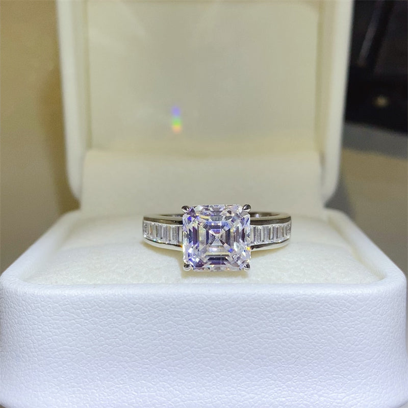 Lovcia Jewellery 3 Carat Moissanite Square Ring in 925 Sterling Silver for Women-Rings-Silver-5-Silver