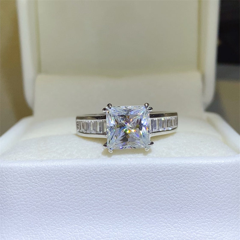 Lovcia Jewellery 3 Carat Moissanite Square Ring in 925 Sterling Silver for Women-Rings-Silver-5-Silver
