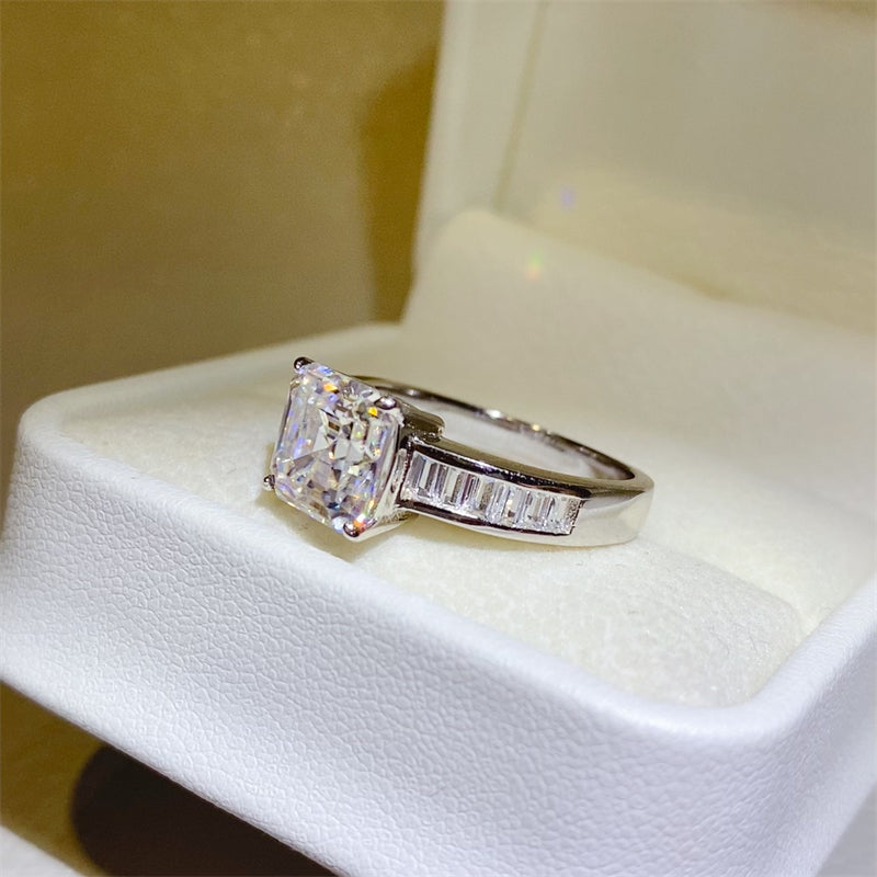 Lovcia Jewellery 3 Carat Moissanite Square Ring in 925 Sterling Silver for Women-Rings-Silver-5-Silver