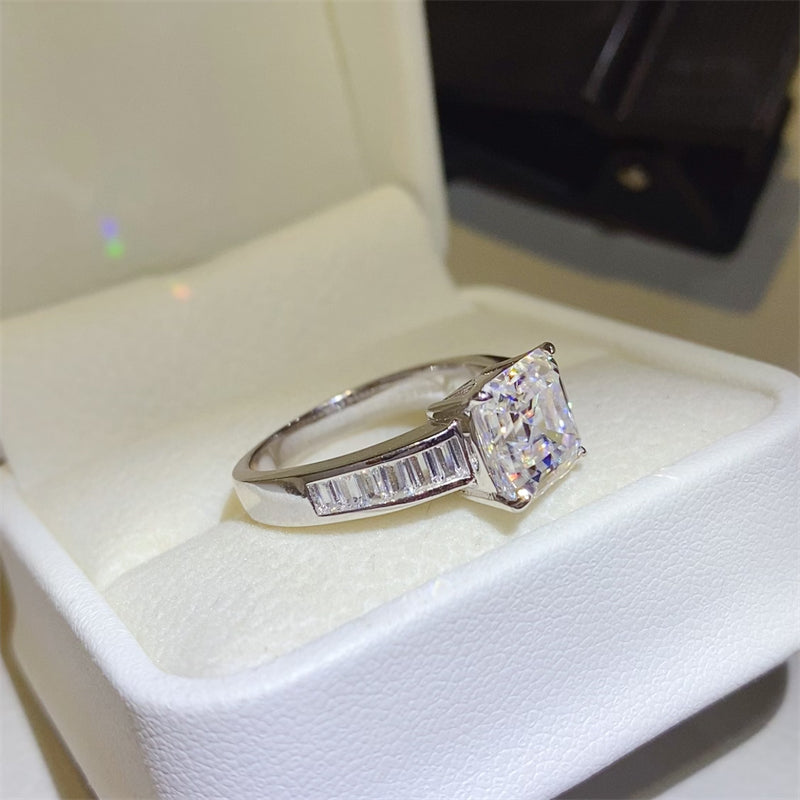 Lovcia Jewellery 3 Carat Moissanite Square Ring in 925 Sterling Silver for Women-Rings-Silver-5-Silver