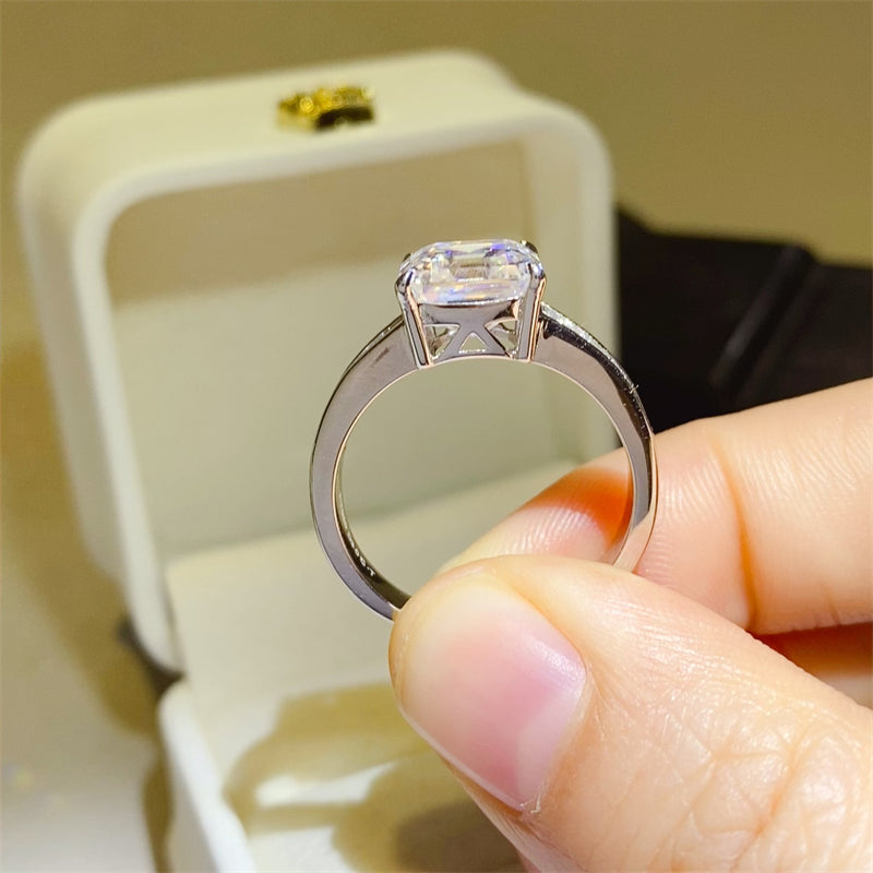 Lovcia Jewellery 3 Carat Moissanite Square Ring in 925 Sterling Silver for Women-Rings-Silver-5-Silver