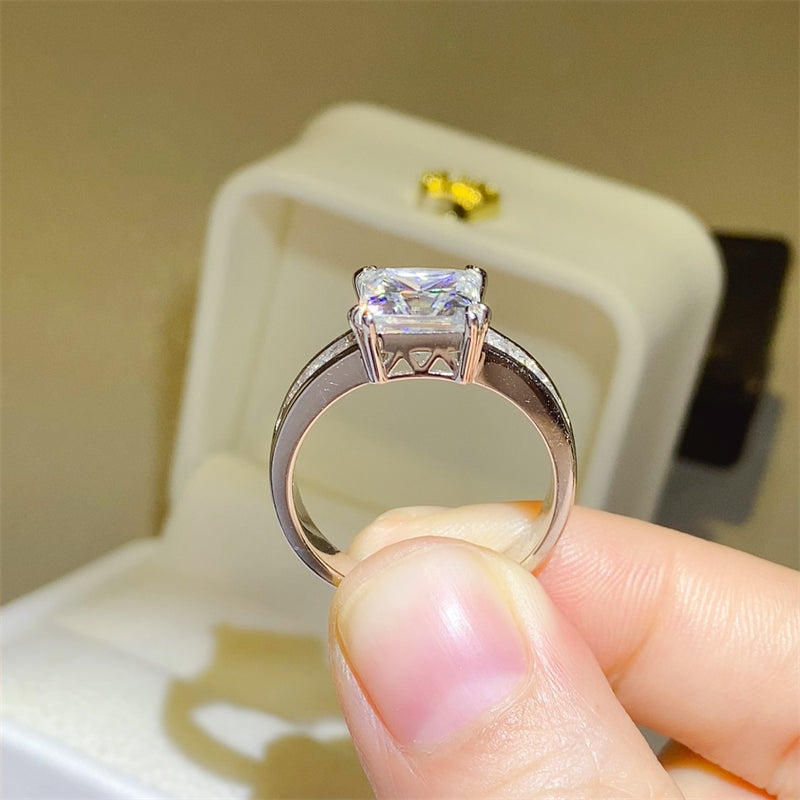 Lovcia Jewellery 3 Carat Moissanite Square Ring in 925 Sterling Silver for Women-Rings-Silver-5-Silver