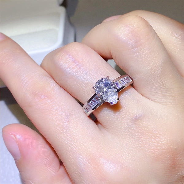 Lovcia Jewellery 3 Carat Moissanite Sterling Silver Ring with Certificate for Women-Rings-Silver-5-Silver