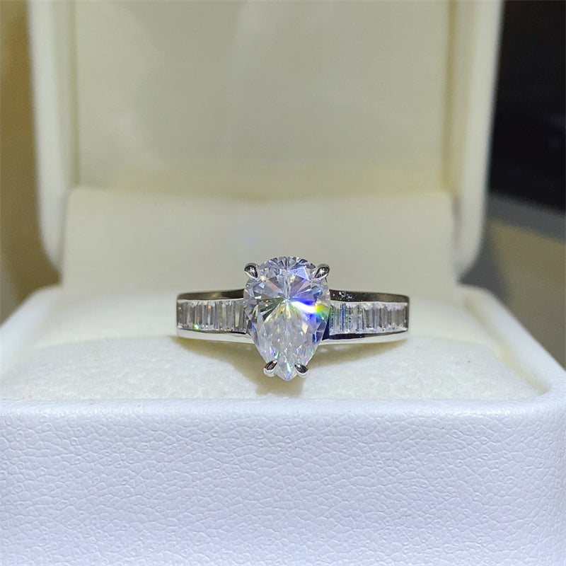 Lovcia Jewellery 3 Carat Moissanite Sterling Silver Ring with Certificate for Women-Rings-Silver-5-Silver