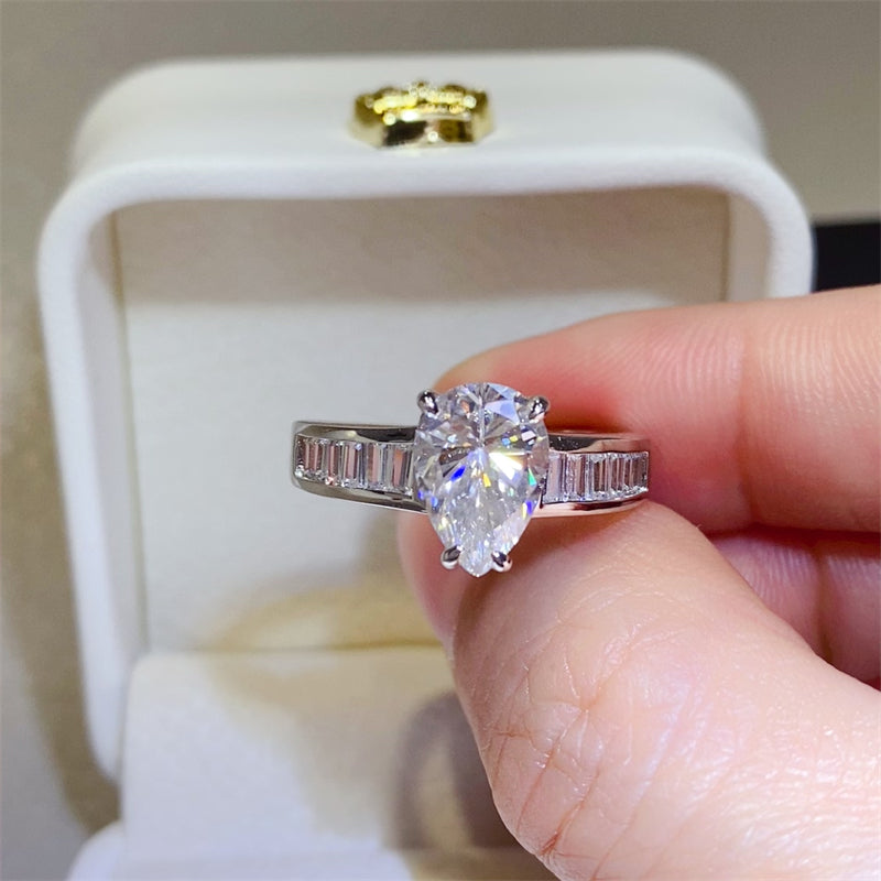 Lovcia Jewellery 3 Carat Moissanite Sterling Silver Ring with Certificate for Women-Rings-Silver-5-Silver