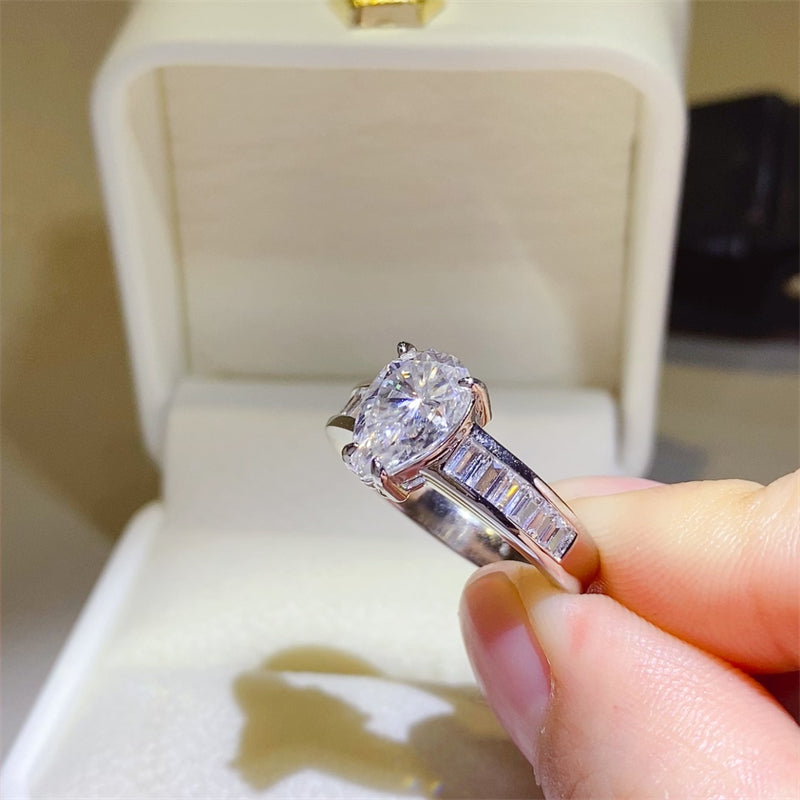 Lovcia Jewellery 3 Carat Moissanite Sterling Silver Ring with Certificate for Women-Rings-Silver-5-Silver