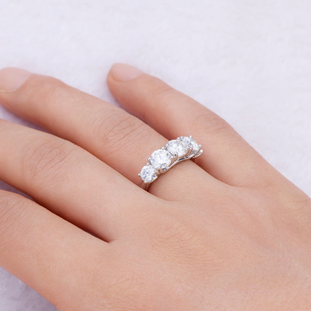 Lovcia Jewellery 3.6 Carat D Color VVS1 Moissanite Ring in 925 Sterling Silver for Women-Rings-Silver-4-Silver