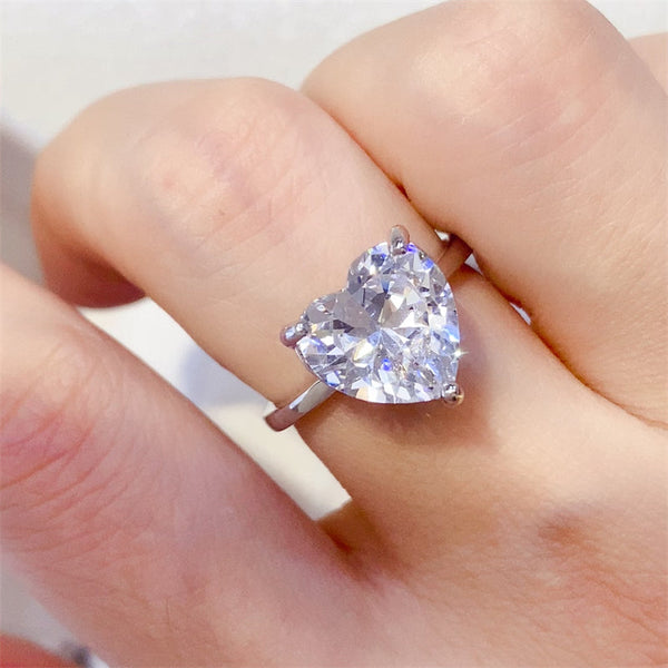 Lovcia Jewellery 5 Carat Heart-Shaped Moissanite Ring in 925 Sterling Silver for Women-Rings-Silver-5-Silver