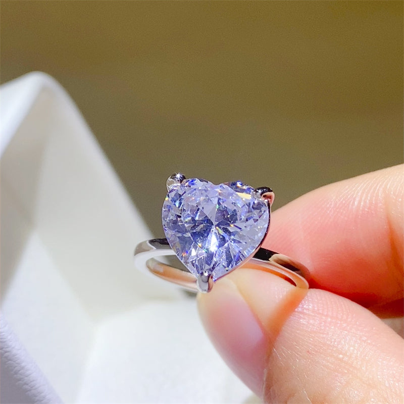 Lovcia Jewellery 5 Carat Heart-Shaped Moissanite Ring in 925 Sterling Silver for Women-Rings-Silver-5-Silver
