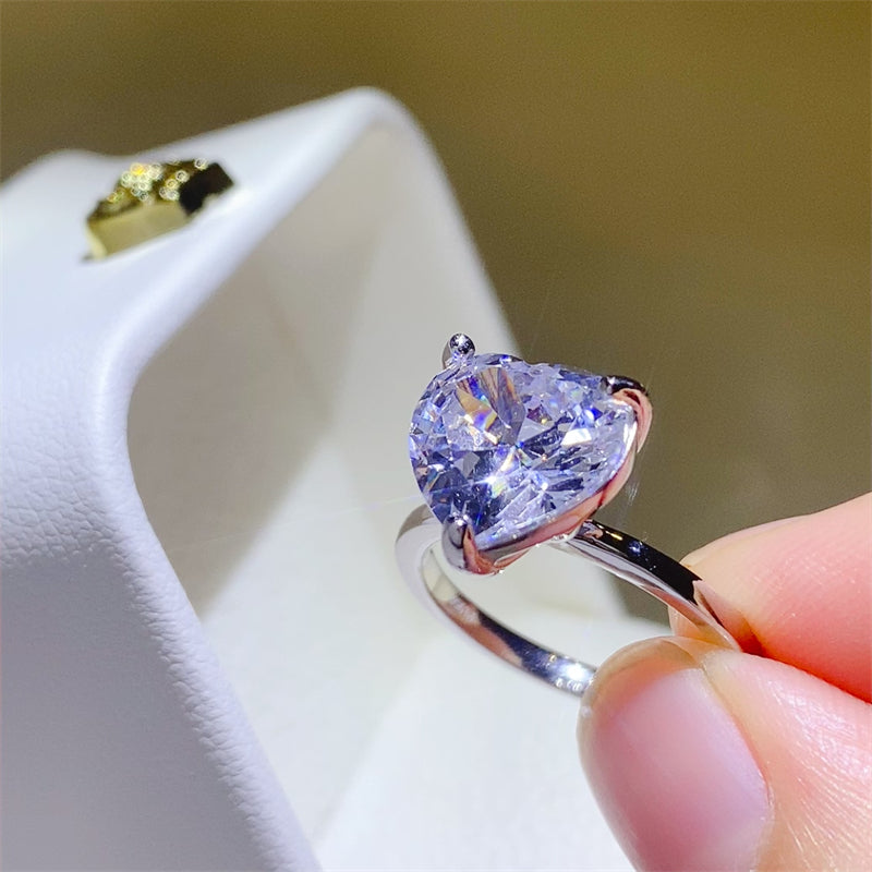 Lovcia Jewellery 5 Carat Heart-Shaped Moissanite Ring in 925 Sterling Silver for Women-Rings-Silver-5-Silver