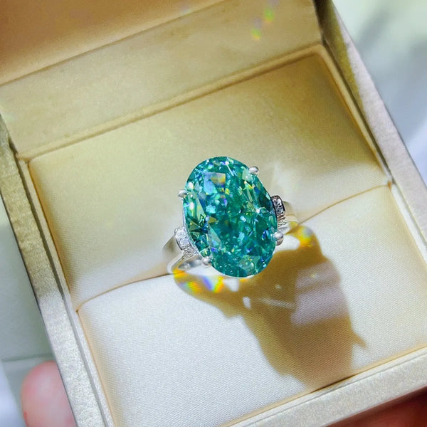Lovcia Jewellery 5 Carat Moissanite 925 Sterling Silver Ring for Women-Rings-Turquoise-5-Turquoise