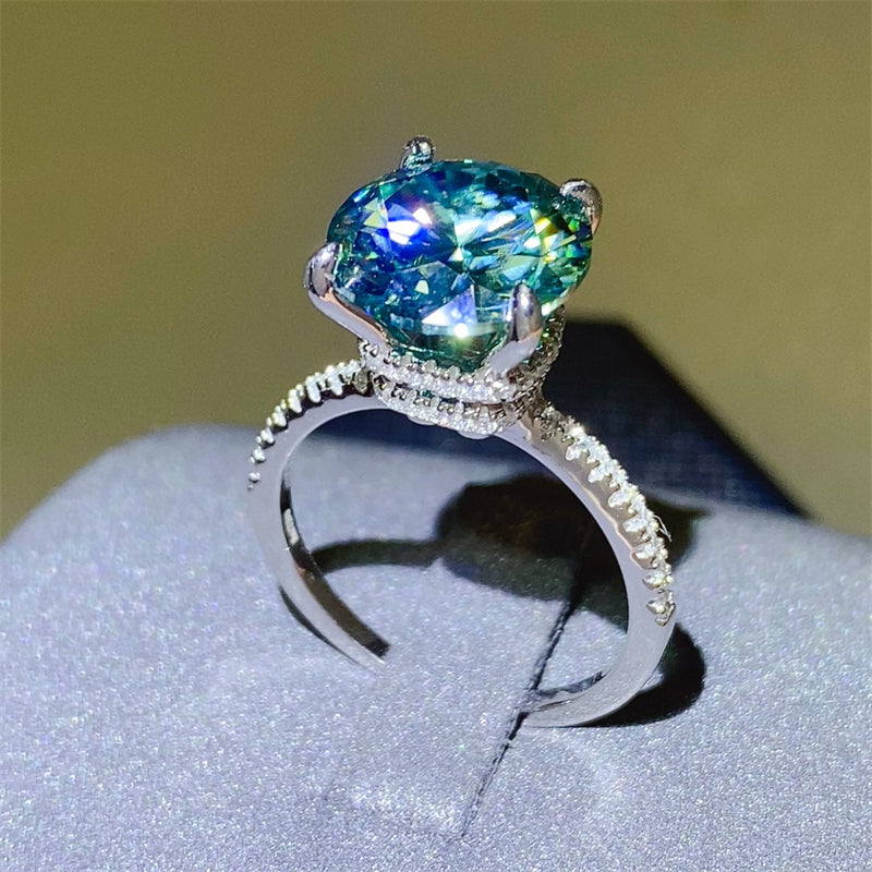 Lovcia Jewellery 5 Carat Moissanite and Zircon 925 Sterling Silver Engagement Ring for Women-Rings-Silver-5-Silver