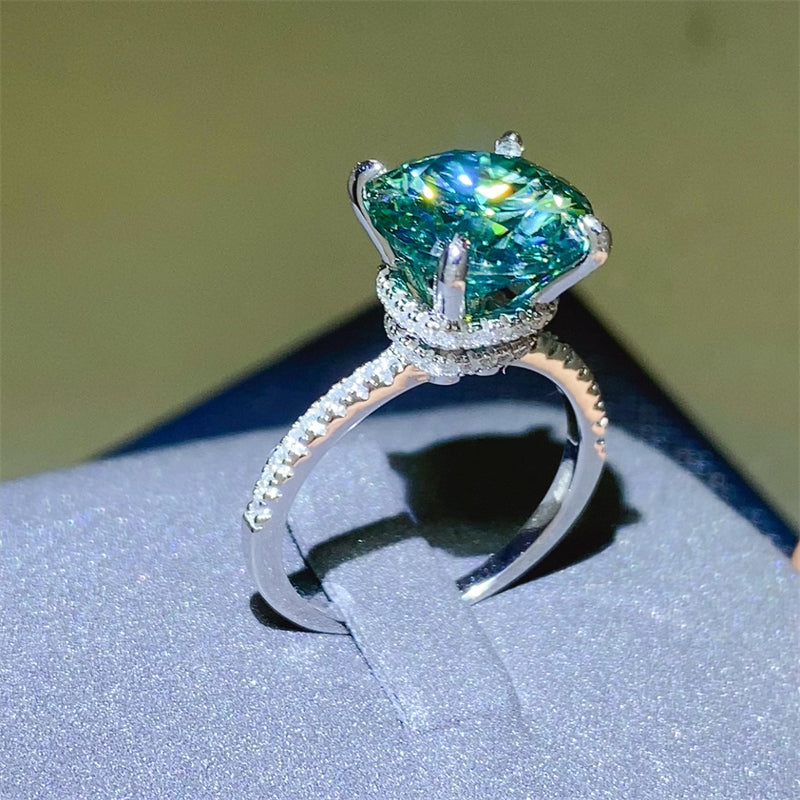 Lovcia Jewellery 5 Carat Moissanite and Zircon 925 Sterling Silver Engagement Ring for Women-Rings-Silver-5-Silver