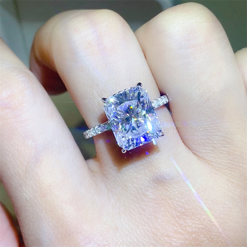 Lovcia Jewellery 5 Carat Moissanite and Zircon Sterling Silver Engagement Ring for Women-Rings-Silver-5-Silver