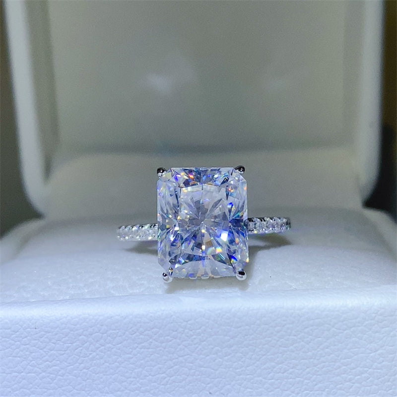 Lovcia Jewellery 5 Carat Moissanite and Zircon Sterling Silver Engagement Ring for Women-Rings-Silver-5-Silver