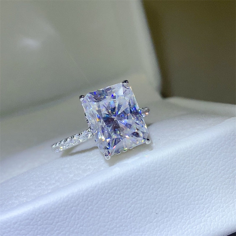Lovcia Jewellery 5 Carat Moissanite and Zircon Sterling Silver Engagement Ring for Women-Rings-Silver-5-Silver