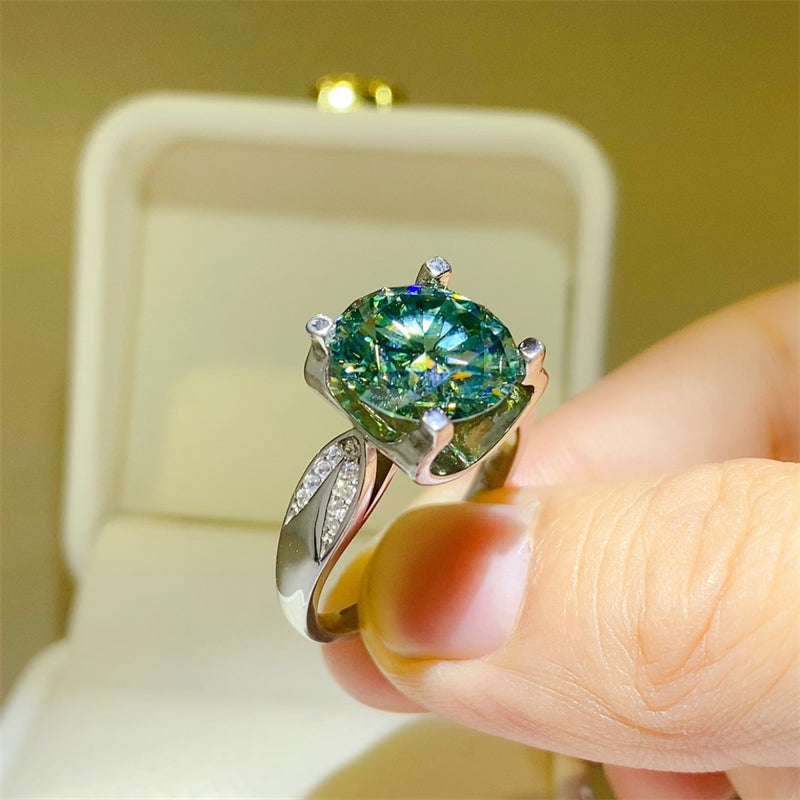 Lovcia Jewellery 5 Carat Moissanite and Zircon Sterling Silver Statement Ring for Women-Rings-Silver-5-Silver