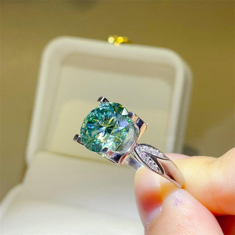 Lovcia Jewellery 5 Carat Moissanite and Zircon Sterling Silver Statement Ring for Women-Rings-Silver-5-Silver
