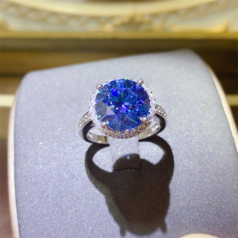 Lovcia Jewellery 5 Carat Moissanite Silver Ring with Zircon Accents for Women-Rings-Silver-5-Silver