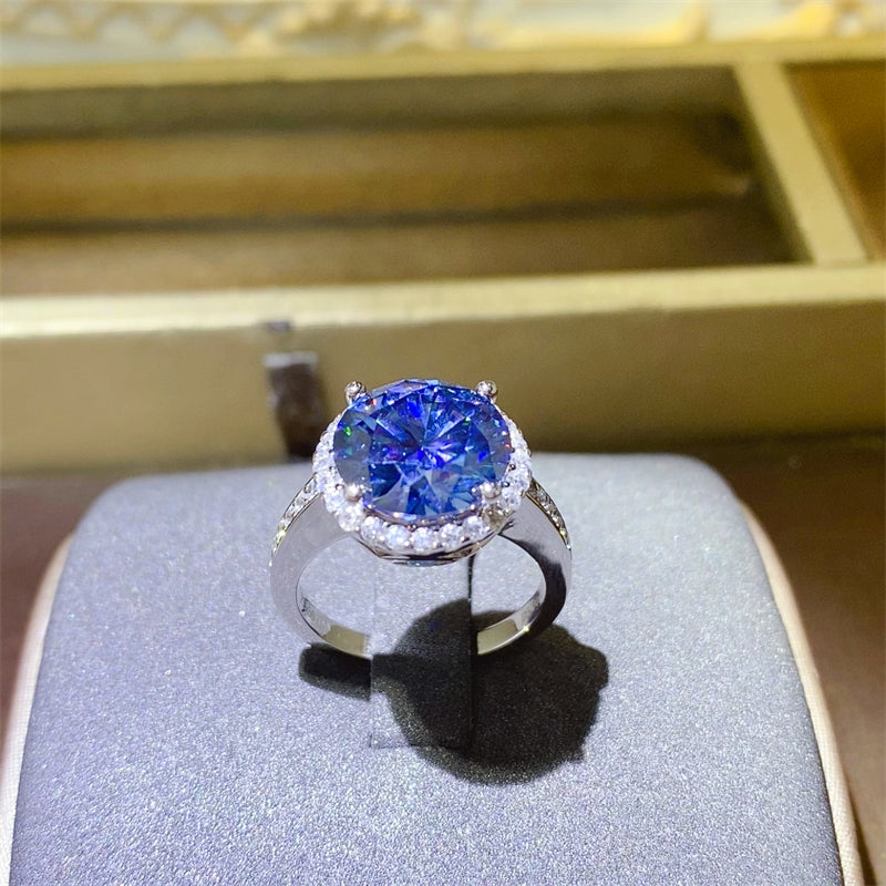 Lovcia Jewellery 5 Carat Moissanite Silver Ring with Zircon Accents for Women-Rings-Silver-5-Silver