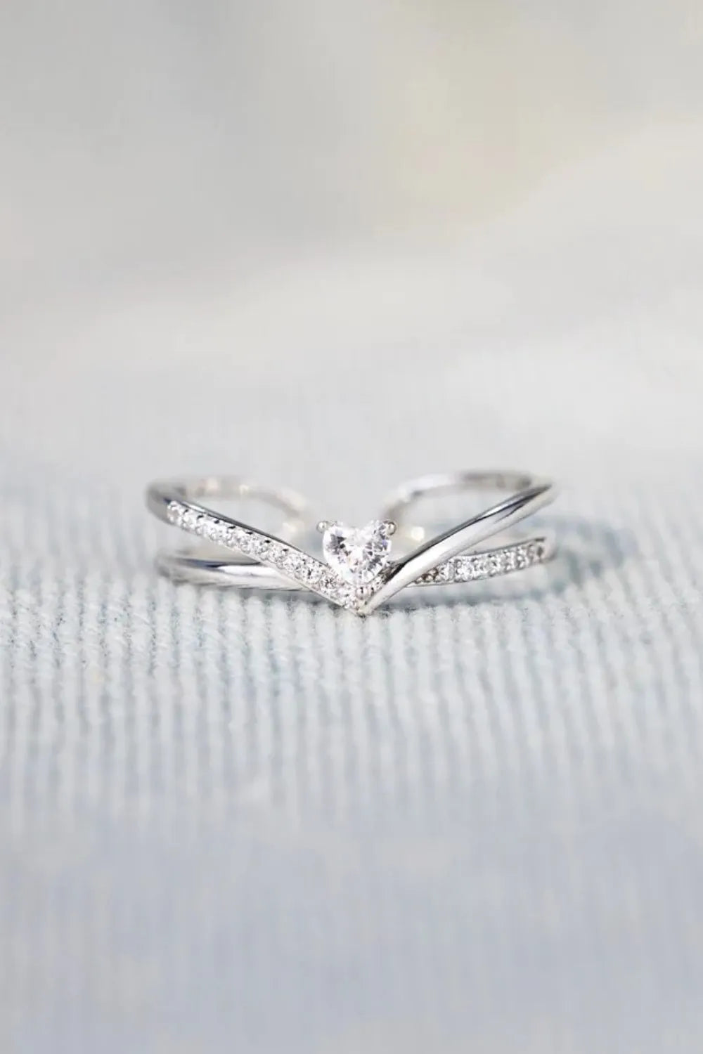 Lovcia Jewellery 925 Sterling silver Inlaid Zircon Heart Open Ring for Women-Rings-Silver-7-Silver
