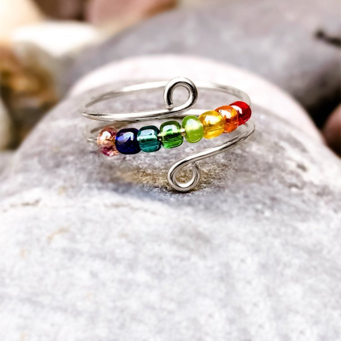 Lovcia Jewellery Adjustable 925 Sterling Silver Bead Wrap Ring for Women-Rings-Gold-7-Gold