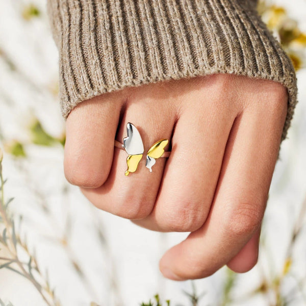 Lovcia Jewellery Adjustable 925 Sterling Silver Butterfly Jewellery Ring for Women-Rings-Gold-7-Gold