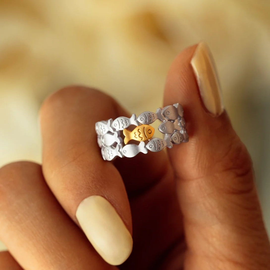 Lovcia Jewellery Adjustable 925 Sterling Silver Fish Ring for Women-Rings-Style A-7-Style A