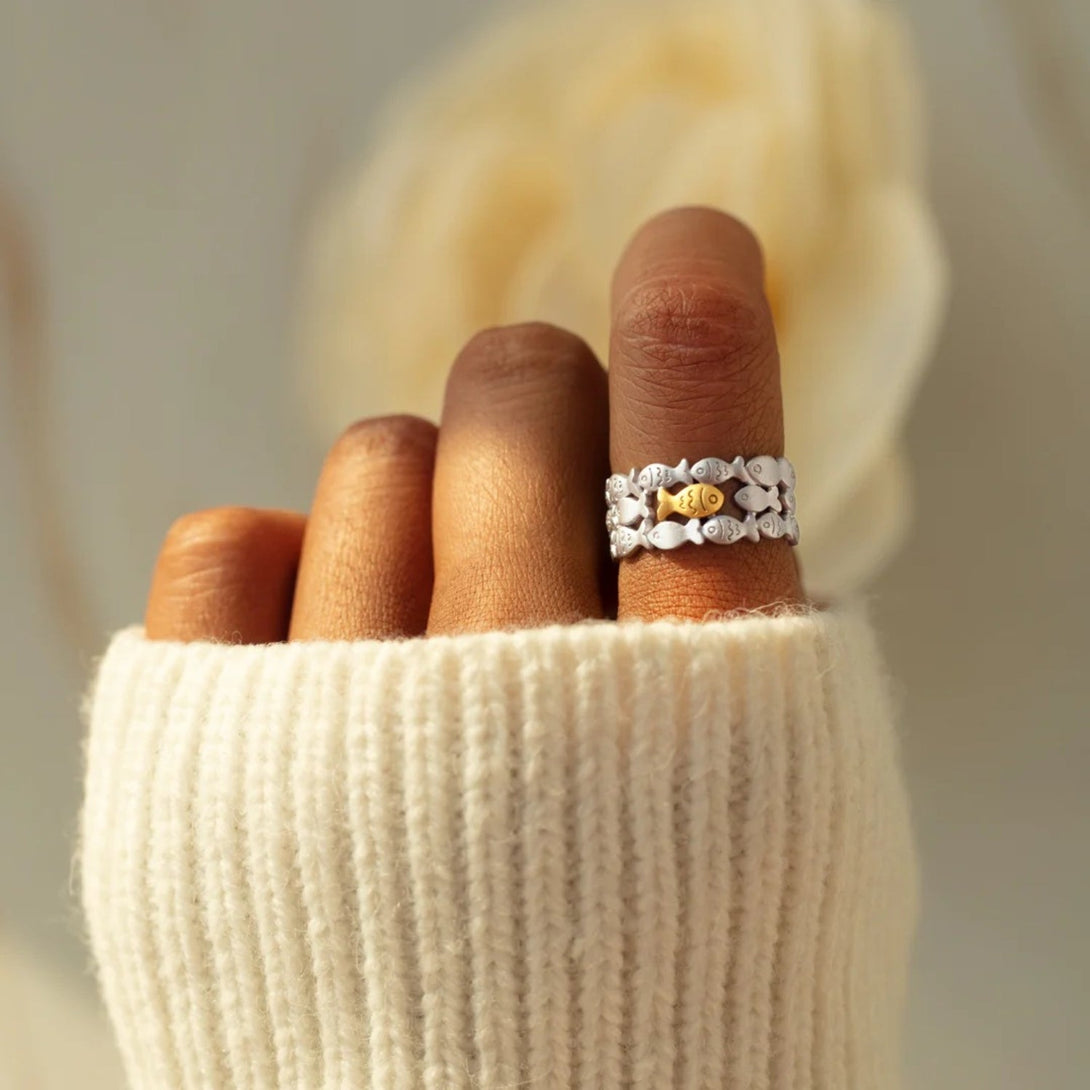 Lovcia Jewellery Adjustable 925 Sterling Silver Fish Ring for Women-Rings-Style A-7-Style A