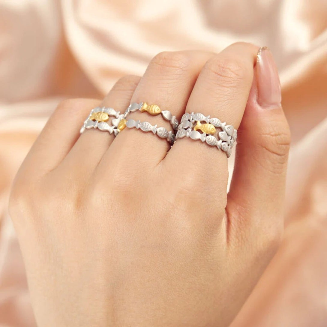 Lovcia Jewellery Adjustable 925 Sterling Silver Fish Ring for Women-Rings-Style A-7-Style A