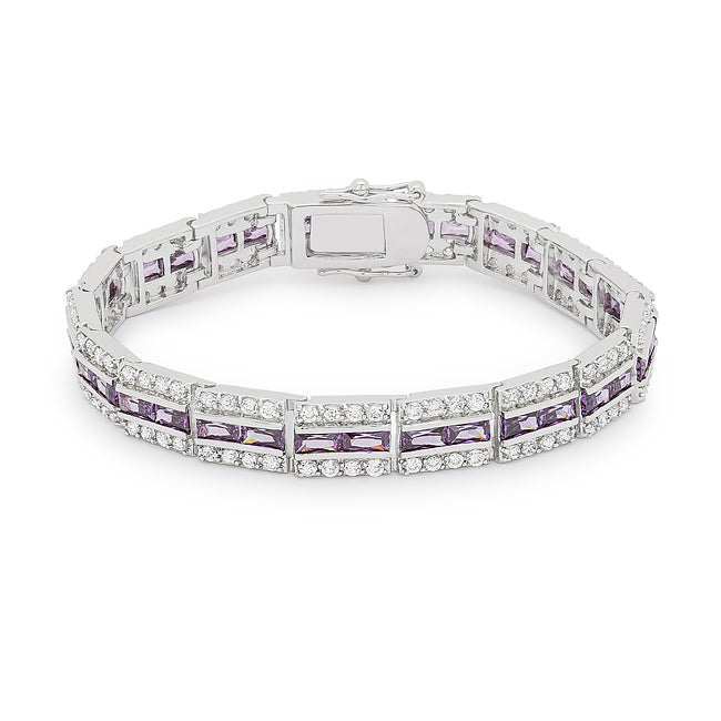 Lovcia Jewellery Balboa Silver-Tone Purple Zirconia Bracelet-Bracelets-