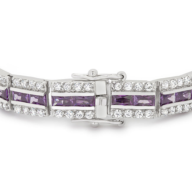 Lovcia Jewellery Balboa Silver-Tone Purple Zirconia Bracelet-Bracelets-
