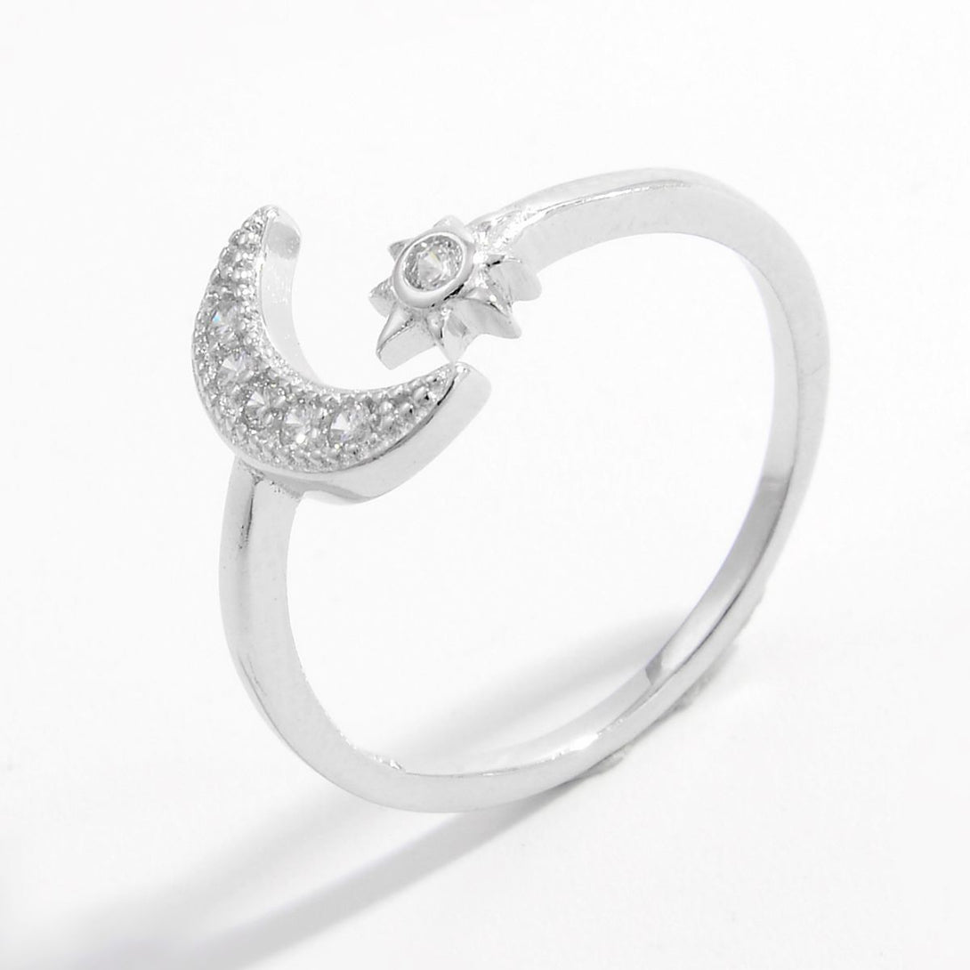 Lovcia Jewellery Celestial Charm 925 Sterling Silver Moon Adjustable Ring for Women-Rings-Silver-6-Silver