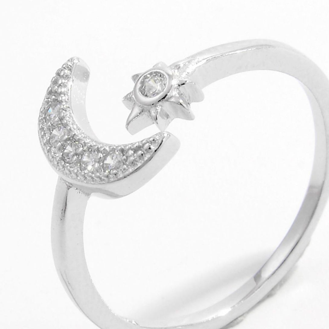 Lovcia Jewellery Celestial Charm 925 Sterling Silver Moon Adjustable Ring for Women-Rings-Silver-6-Silver