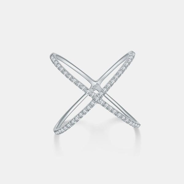Lovcia Jewellery Crisscross Moissanite Ring in 925 Sterling Silver for Women-Rings-Silver-5-Silver