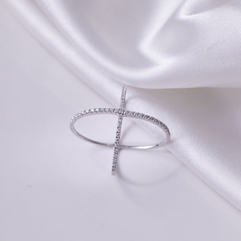 Lovcia Jewellery Crisscross Moissanite Ring in 925 Sterling Silver for Women-Rings-Silver-5-Silver