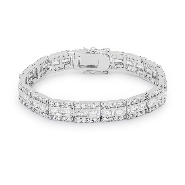 Lovcia Jewellery Elegance Silver Tone Cubic Zirconia Bracelet-Bracelets-