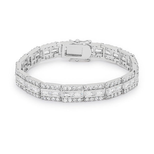 Lovcia Jewellery Elegance Silver Tone Cubic Zirconia Bracelet-Bracelets-