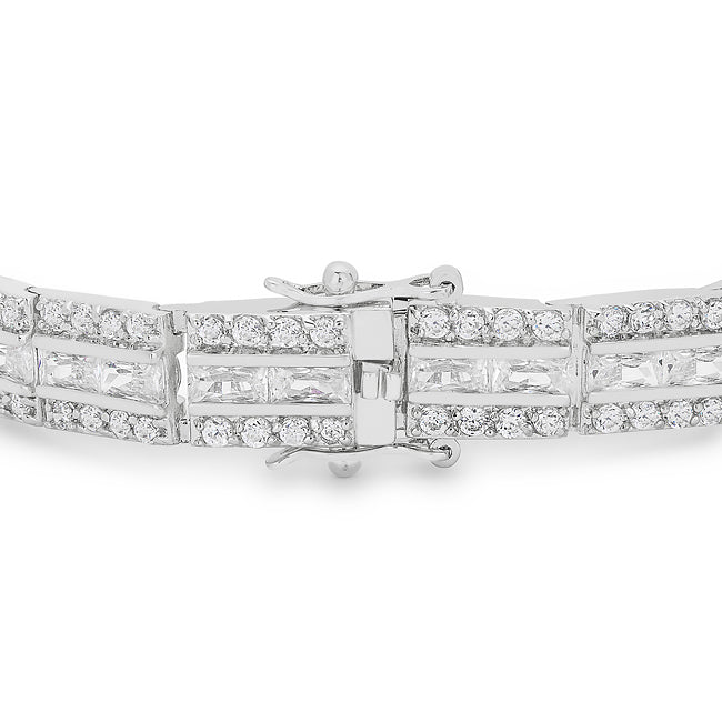 Lovcia Jewellery Elegance Silver Tone Cubic Zirconia Bracelet-Bracelets-