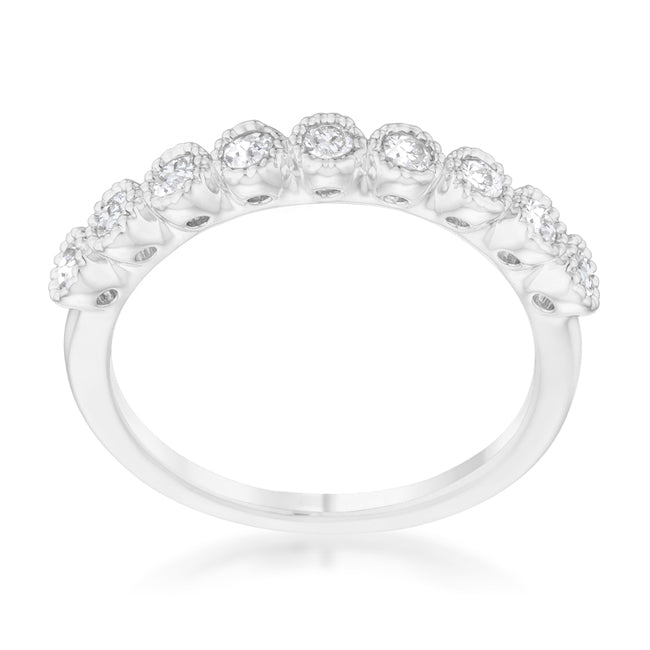 Lovcia Jewellery Elegant 0.27ct CZ Rhodium Pave Set Band Ring-Rings-5-5