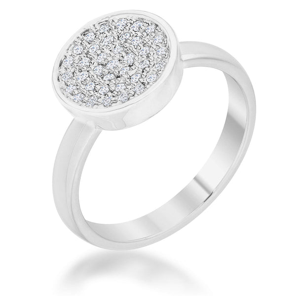 Lovcia Jewellery Elegant 0.2ct CZ Rhodium Pave Round Circle Ring-Rings-5-5