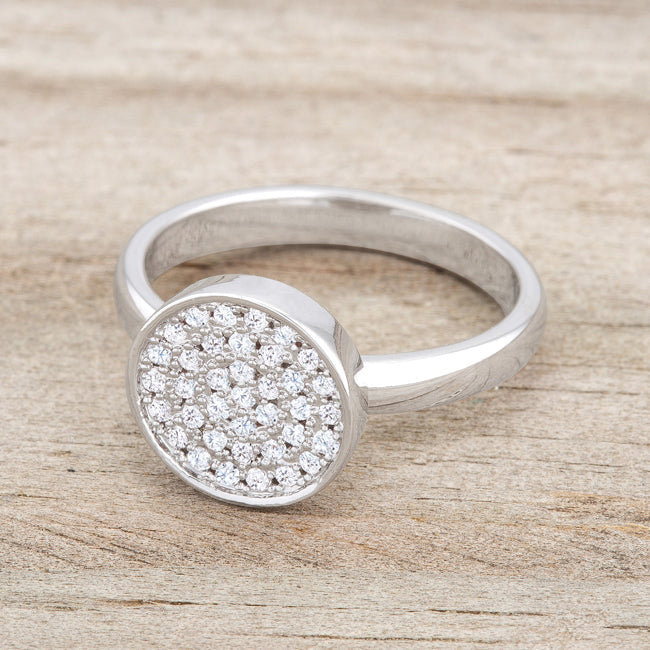 Lovcia Jewellery Elegant 0.2ct CZ Rhodium Pave Round Circle Ring-Rings-5-5