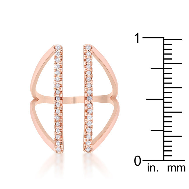 Lovcia Jewellery Elegant 0.2ct CZ Rose Gold Open Parallel Ring-Rings-5-5