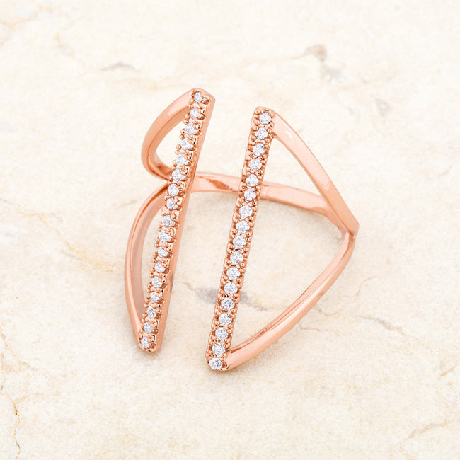Lovcia Jewellery Elegant 0.2ct CZ Rose Gold Open Parallel Ring-Rings-5-5